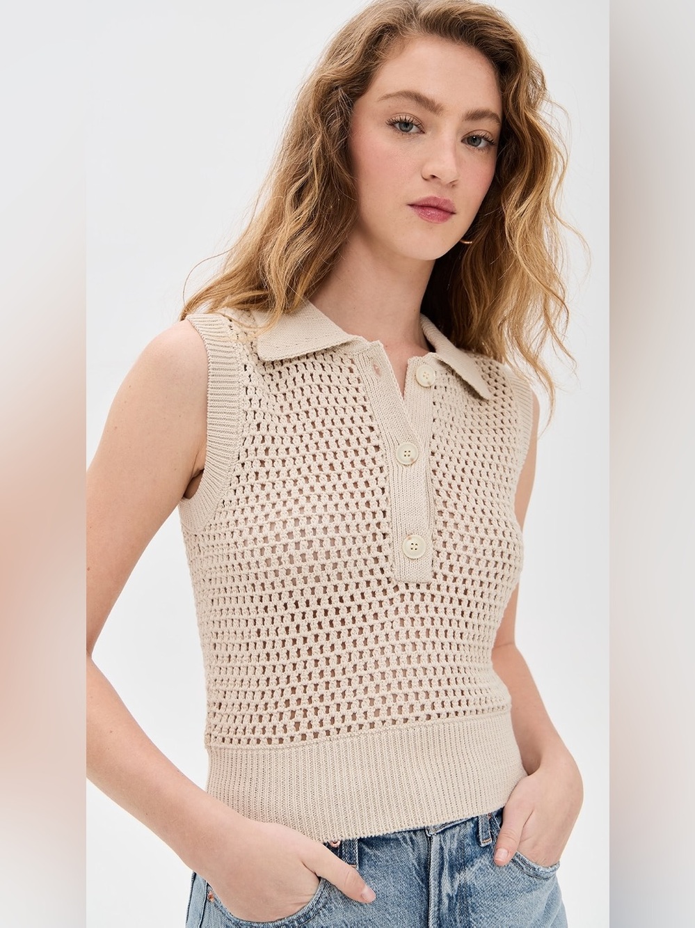 Frame Crochet Polo Vest - XS